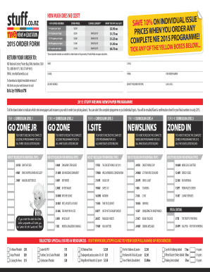 2015 Stuff NiE Mini Newspaper Order Form