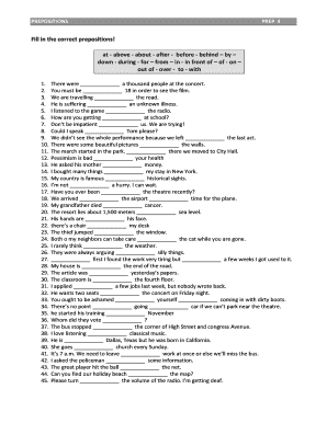 English Preposition Exercise