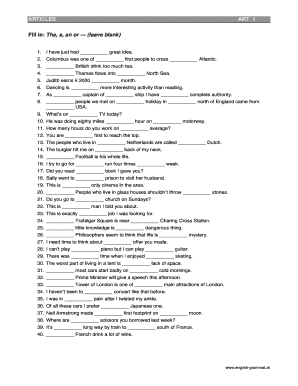 English Grammar Article Exercise