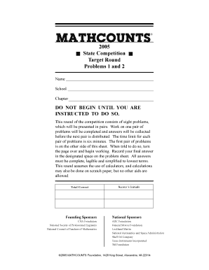 MATHCOUNTS 2005 State Competition Target Round