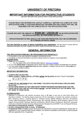 University of Pretoria Application Form