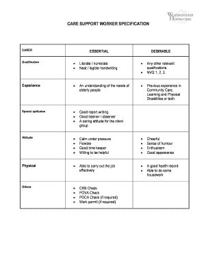 Care Worker Application Form