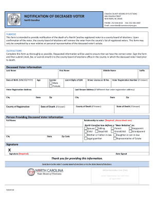 North Carolina Deceased Voter Notification