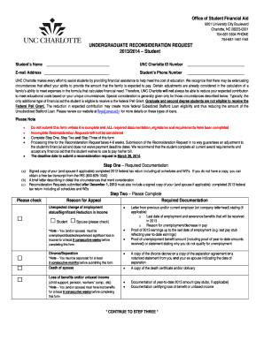 UNC Charlotte Undergraduate Reconsideration Request