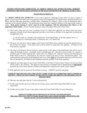 Absent Applicant Affidavit for Texas Incarcerated Individuals