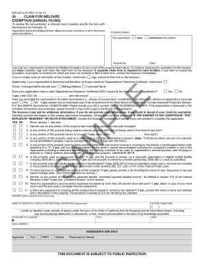 California Welfare Exemption Claim Form