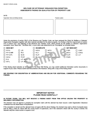 California Welfare or Veterans' Organization Exemption Form