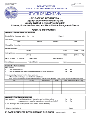 Montana Release of Information Form