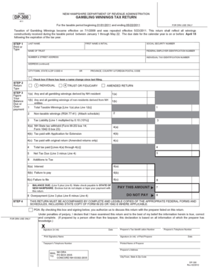New Hampshire DP-300 Gambling Winnings Tax Return