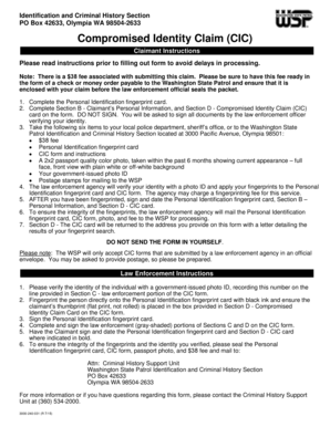 Washington State Compromised Identity Claim Form
