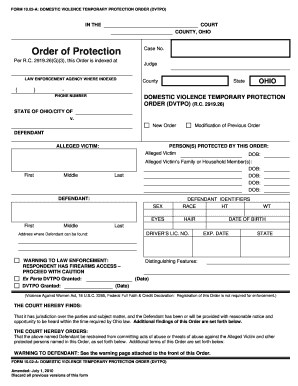 Domestic Violence Temporary Protection Order Form 10.02-A