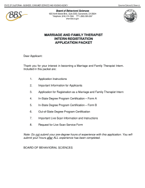 California Marriage and Family Therapist Intern Registration Application