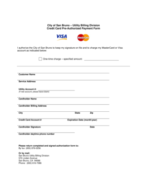 City of San Bruno Credit Card Pre-Authorized Payment Form