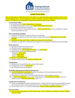 Independent Living House Rules Agreement