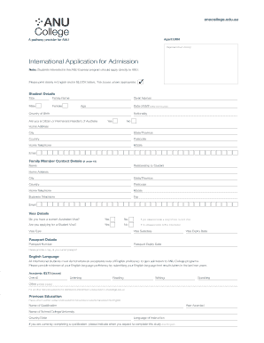 International Application for Admission