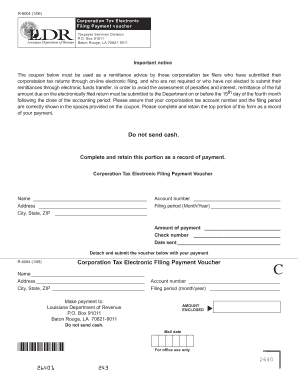 Louisiana Corporation Tax Electronic Filing Payment Voucher