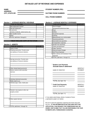Student Financial Forbearance Application