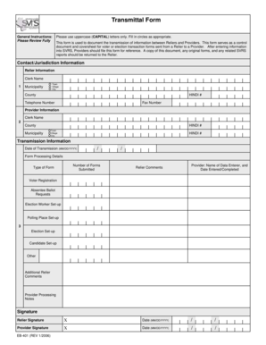 Transmittal Form for Voter or Election Transactions