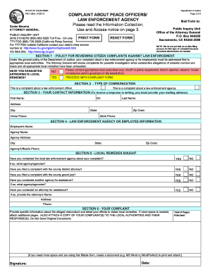 California Law Enforcement Complaint Form