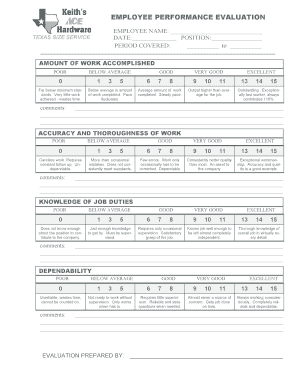 Employee Performance Evaluation Form