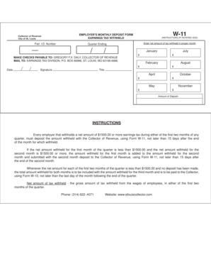 Employer’s Monthly Deposit Form W-11