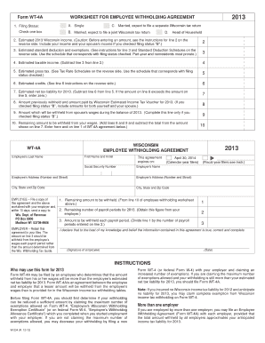 Wisconsin Employee Withholding Agreement 2013