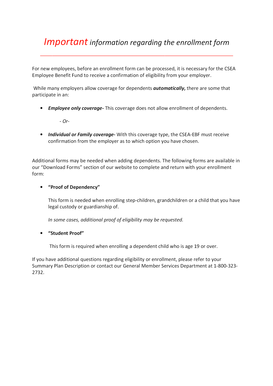 CSEA Employee Benefit Fund Enrollment Form