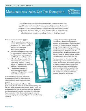 Manufacturer's Sales and Use Tax Exemption Certificate