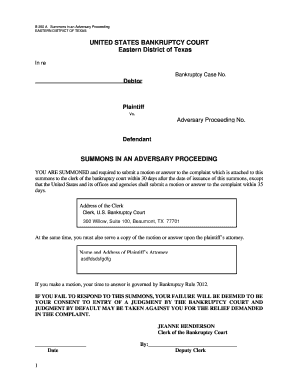 Summons in an Adversary Proceeding