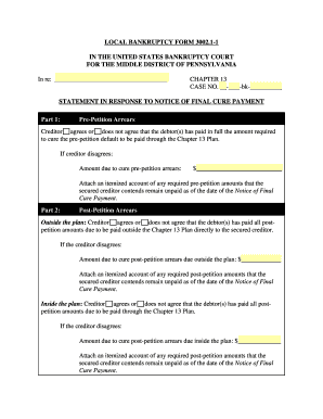 US Bankruptcy Form 3002.1-1