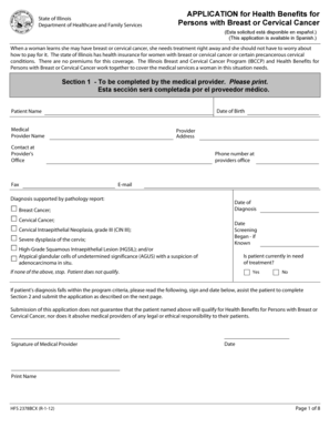 Illinois Breast and Cervical Cancer Program Application
