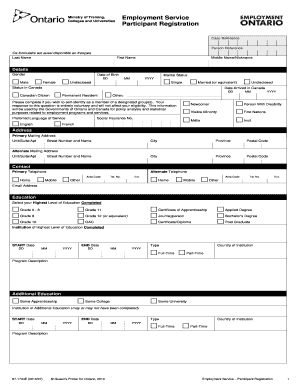 Ontario Employment Service Participant Registration Form