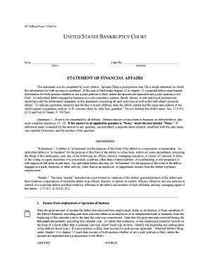 Official Form 7 Statement of Financial Affairs