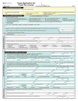 Texas Application for Fuels Tax License