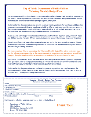 Voluntary Monthly Budget Plan