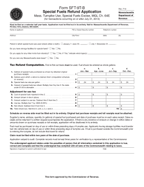 Massachusetts Special Fuels Refund Application
