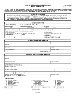 ACH Vendor Payment Enrollment Form
