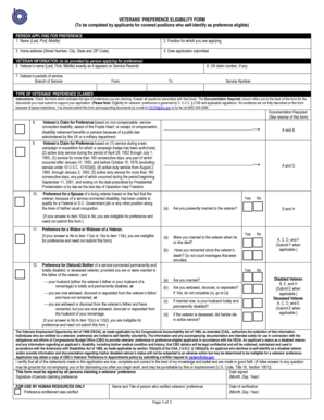 Veterans' Preference Eligibility Form