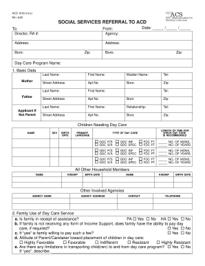 NYC Social Services Referral to ACD Children's Services