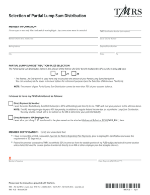 Partial Lump Sum Distribution Form