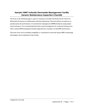 Stormwater Management Facility Inspection Checklist