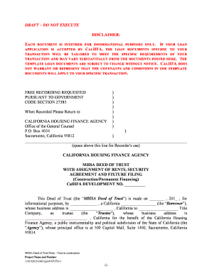 California MHSA Deed of Trust