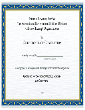 IRS Certificate of Completion