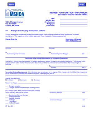 Request for Construction Changes
