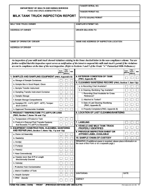 FDA Milk Tank Truck Inspection Report