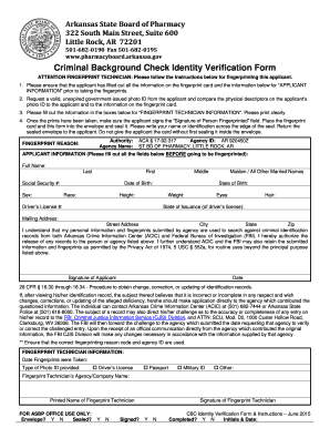 Criminal Background Check Identity Verification Form