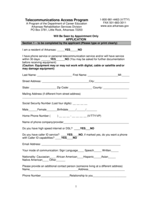 Arkansas Telecommunications Access Program Application