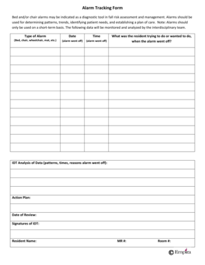 Alarm Tracking Form