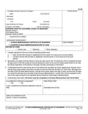 California At-Issue Memorandum Form CI-120