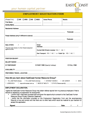 Employment Registration Form